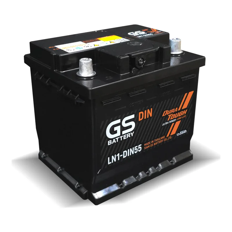 แบตเตอรี่ GS LN1-DIN55 (DIN 55) แบตกึ่งแห้ง 12V 55Ah ร้านแบตเตอรี่รถยนต์อุดรธานี