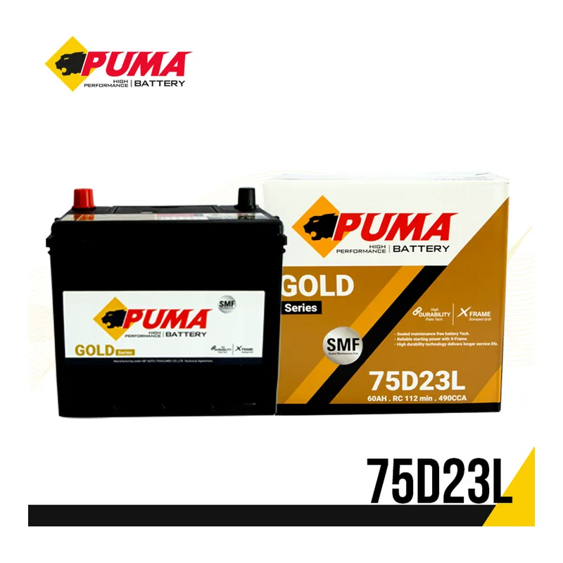 แบตเตอรี่ Puma 75D23L (35B60K) 60Ah แบตแห้ง ร้านแบตเตอรี่รถยนต์อุดรธานี