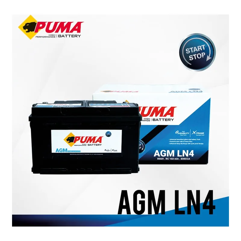 แบตเตอรี่ Puma AGM LN4 80Ah AGM รองรับ Start-Stop ร้านแบตเตอรี่รถยนต์อุดรธานี