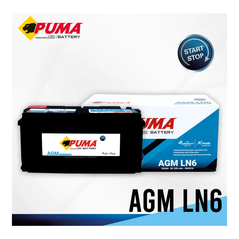 แบตเตอรี่ Puma AGM LN6 105Ah AGM รองรับ Start-Stop ร้านแบตเตอรี่รถยนต์อุดรธานี